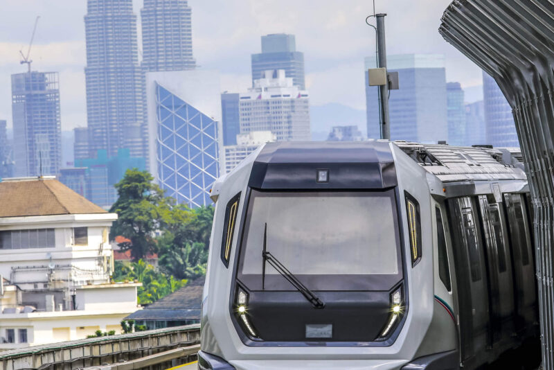 Malaysia Mass Rapid Transit (MRT) train representing the use of Fabricote products in mass transit and automotive applications.